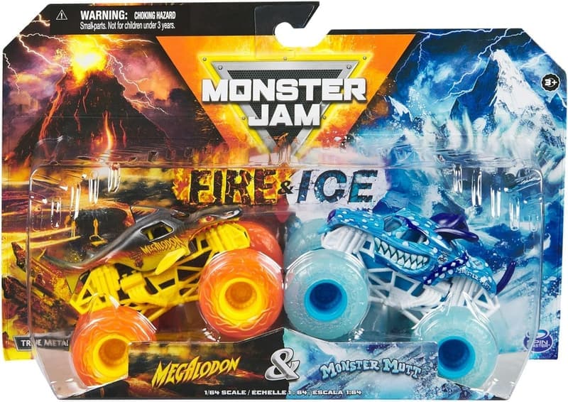 Monster Jam 2024 Fire & Ice 1:64 Diecast Monster Truck Set