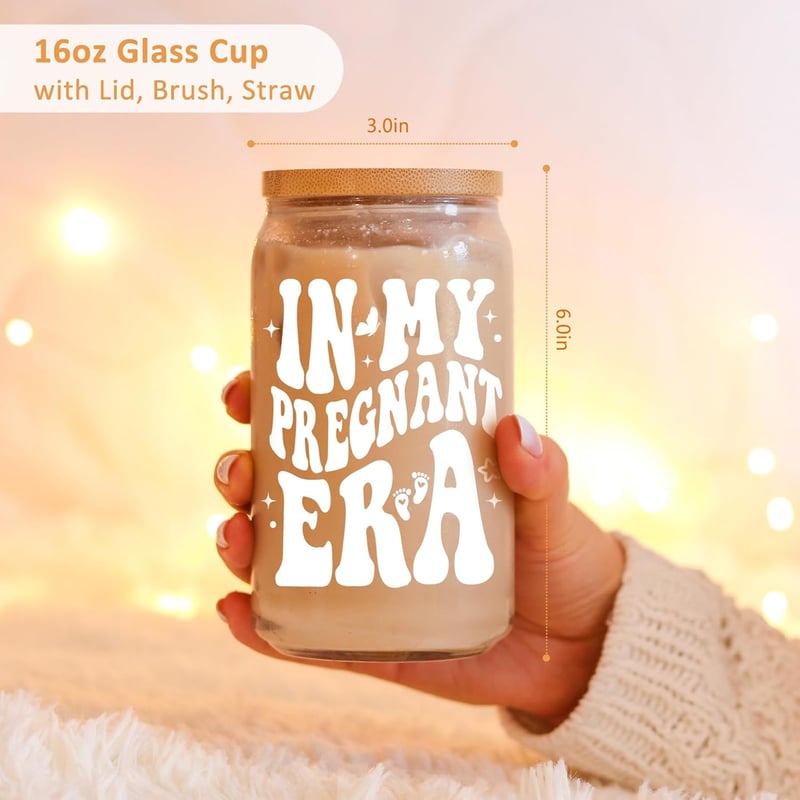 Pregnancy Gift: Cute 16 oz Iced Coffee Cup for Moms