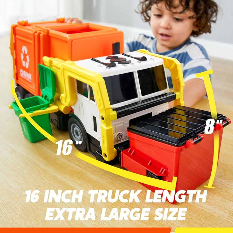 Kids' Friction-Powered Garbage Truck Toy Set with Accessories