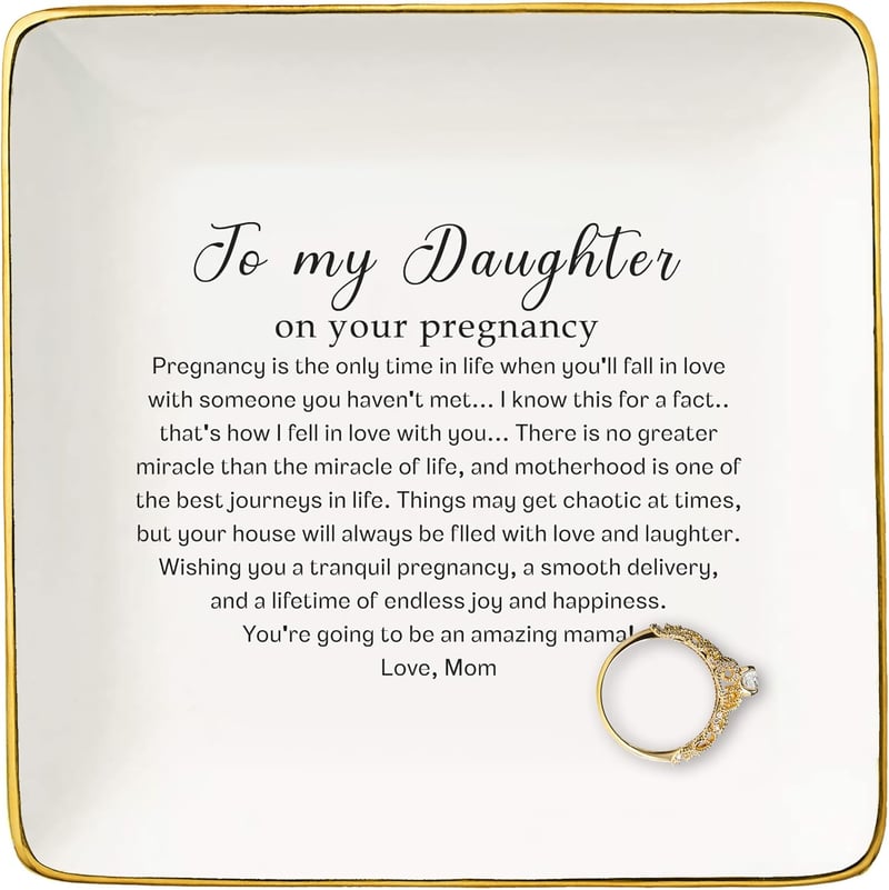 Mom-to-Be Ceramic Ring Dish - Daughter Pregnancy Announcement Gift