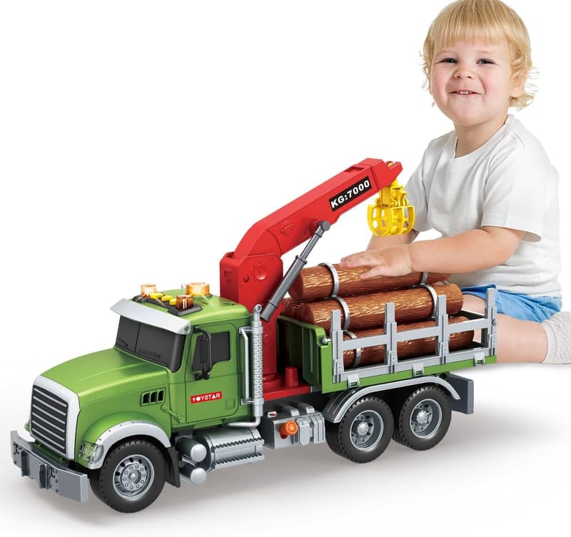 Large Timber Farm Truck Toy with Sound & Light for Kids