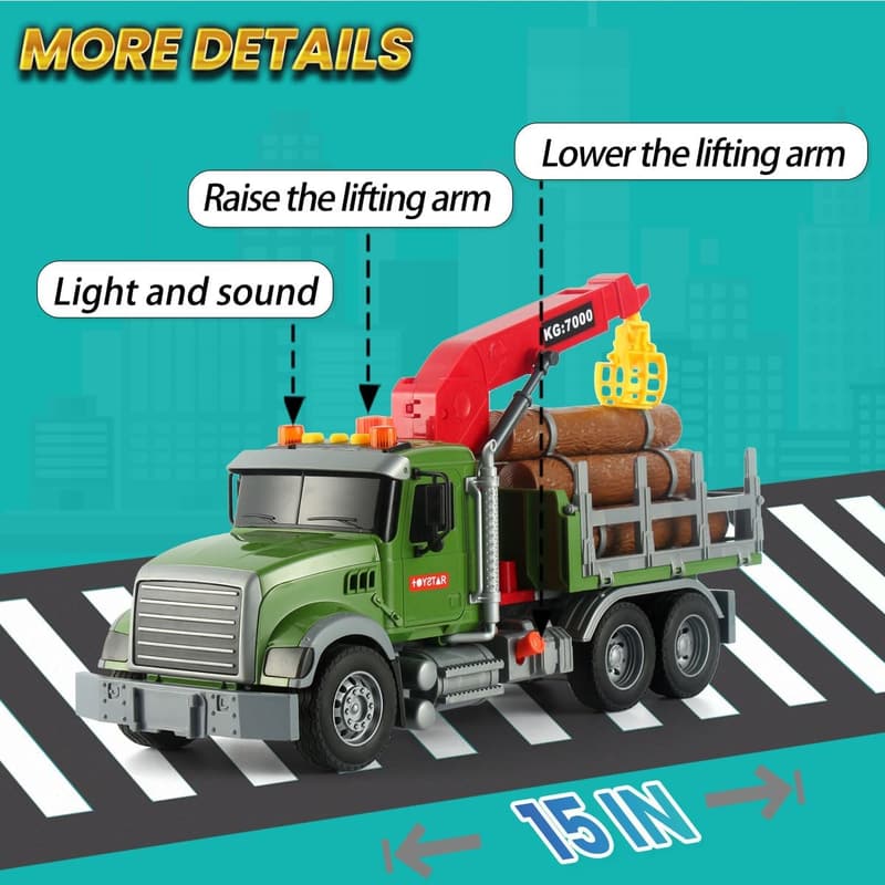 Large Timber Farm Truck Toy with Sound & Light for Kids