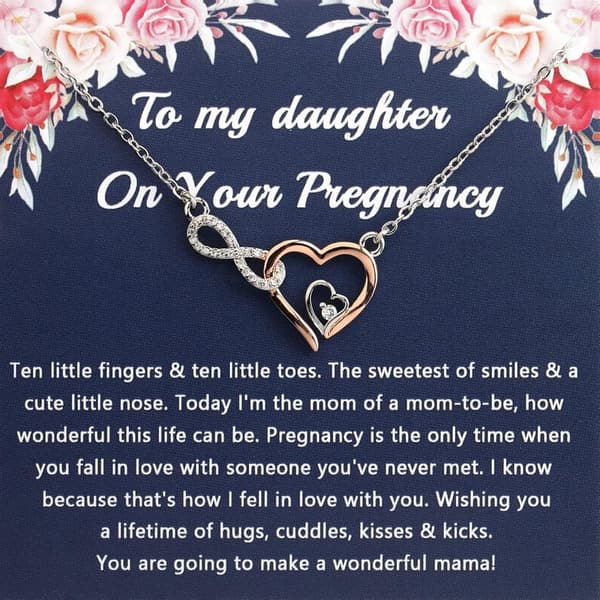 Pregnancy Congratulations Jewelry - Infinity Heart Necklace for Daughter