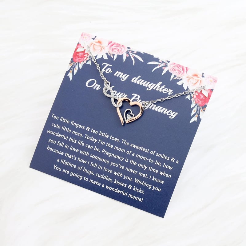 Pregnancy Congratulations Jewelry - Infinity Heart Necklace for Daughter