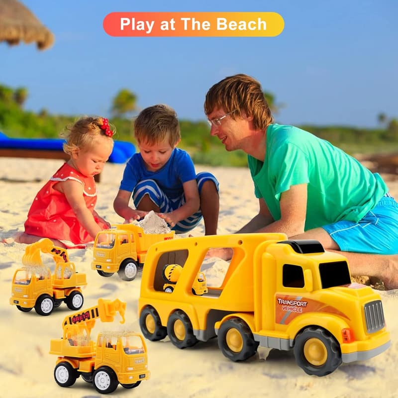 5-in-1 Construction Truck Carrier for Toddlers 1-4 Years