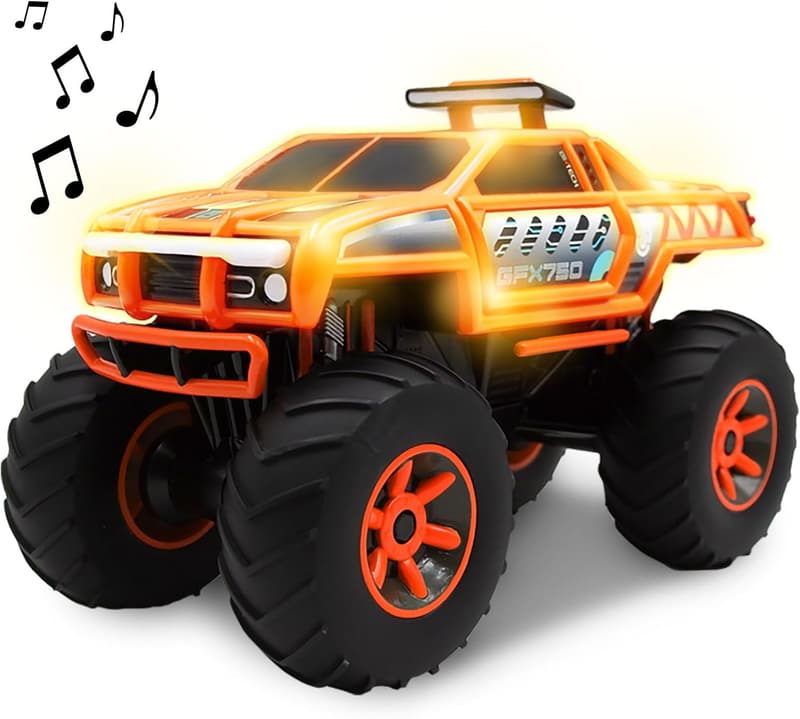 Motorized Orange Monster Truck with Lights & Sounds for Toddlers 3+
