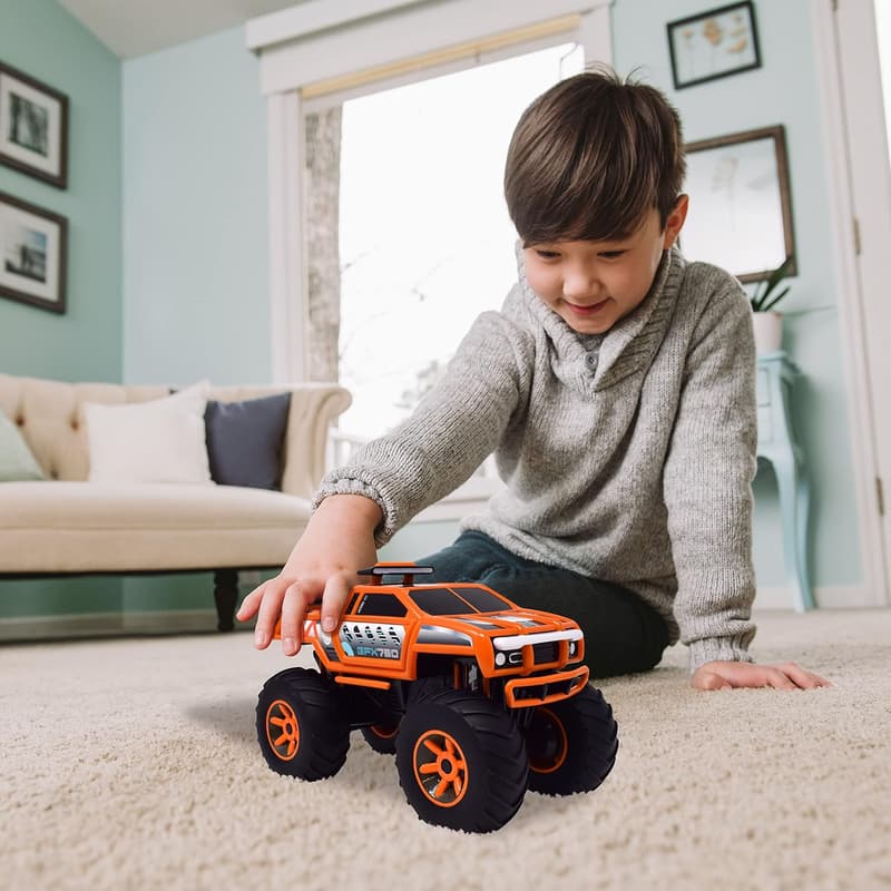 Motorized Orange Monster Truck with Lights & Sounds for Toddlers 3+