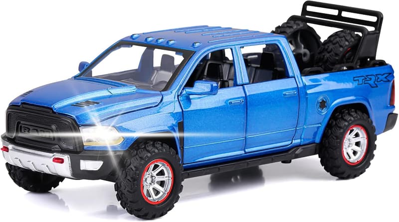 Blue RAM 1500 Diecast Toy Truck with Light & Sound for Kids 3-8