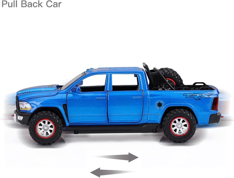 Blue RAM 1500 Diecast Toy Truck with Light & Sound for Kids 3-8