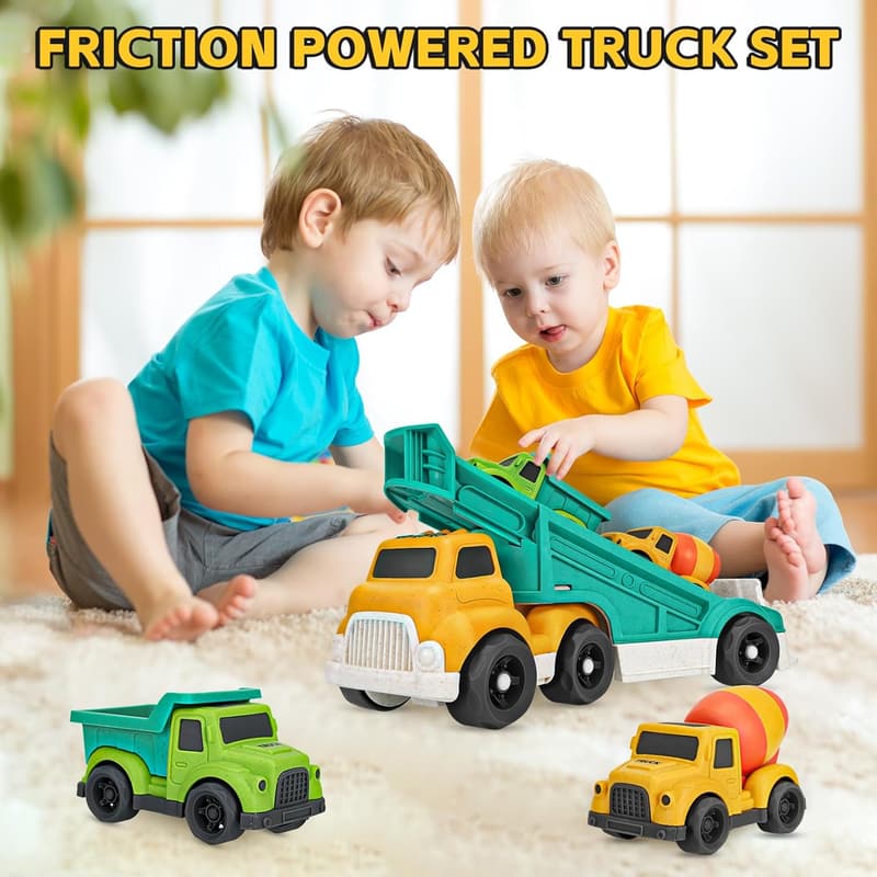Toddler Construction Vehicle Set - BPA Free Toy Cars for Ages 2-4