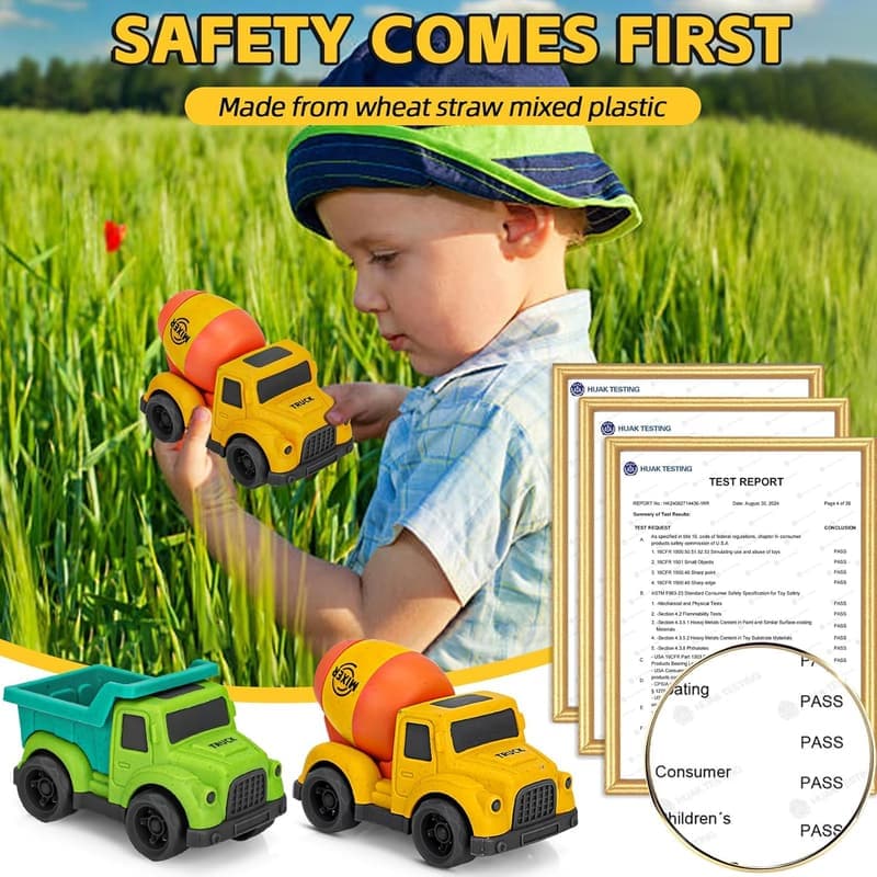 Toddler Construction Vehicle Set - BPA Free Toy Cars for Ages 2-4