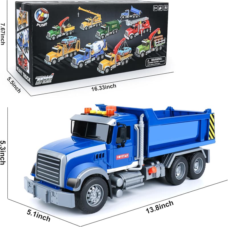 Toddler Dump Truck Toy with Lights & Sounds - Gift for Boys 3-5