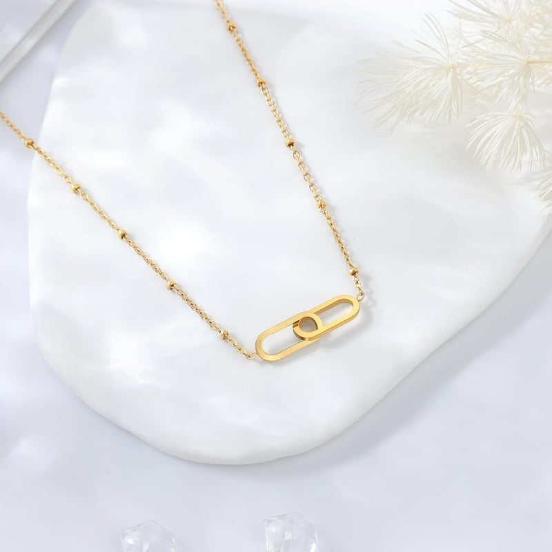 Gold Paperclip Chain Pendant Necklace for Women - Birthday Gift