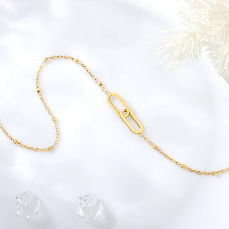 Gold Paperclip Chain Pendant Necklace for Women - Birthday Gift