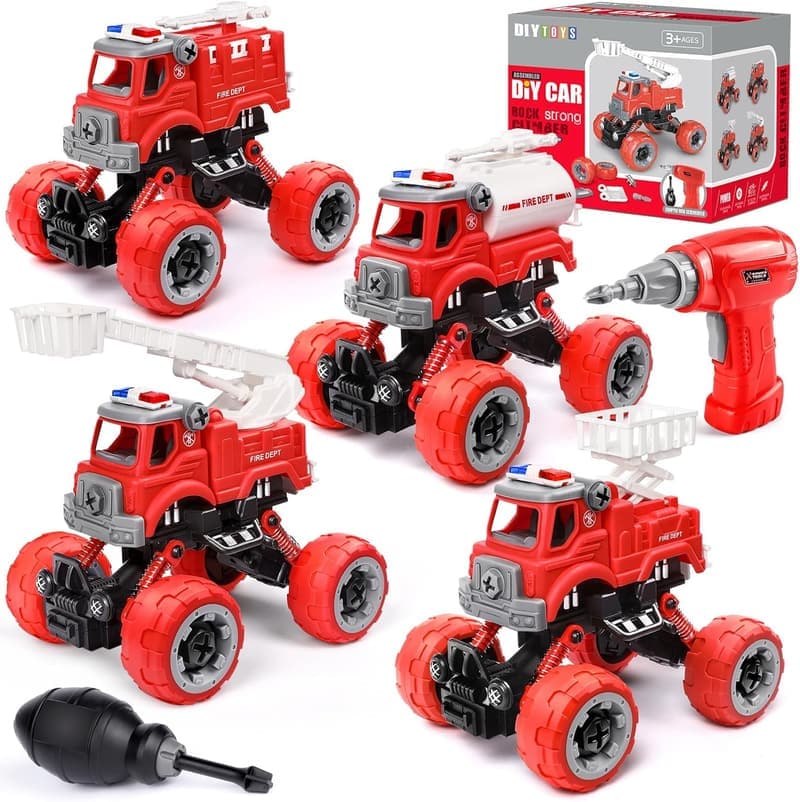 Fire Truck Building Toys Set for Kids - DIY Birthday Gift