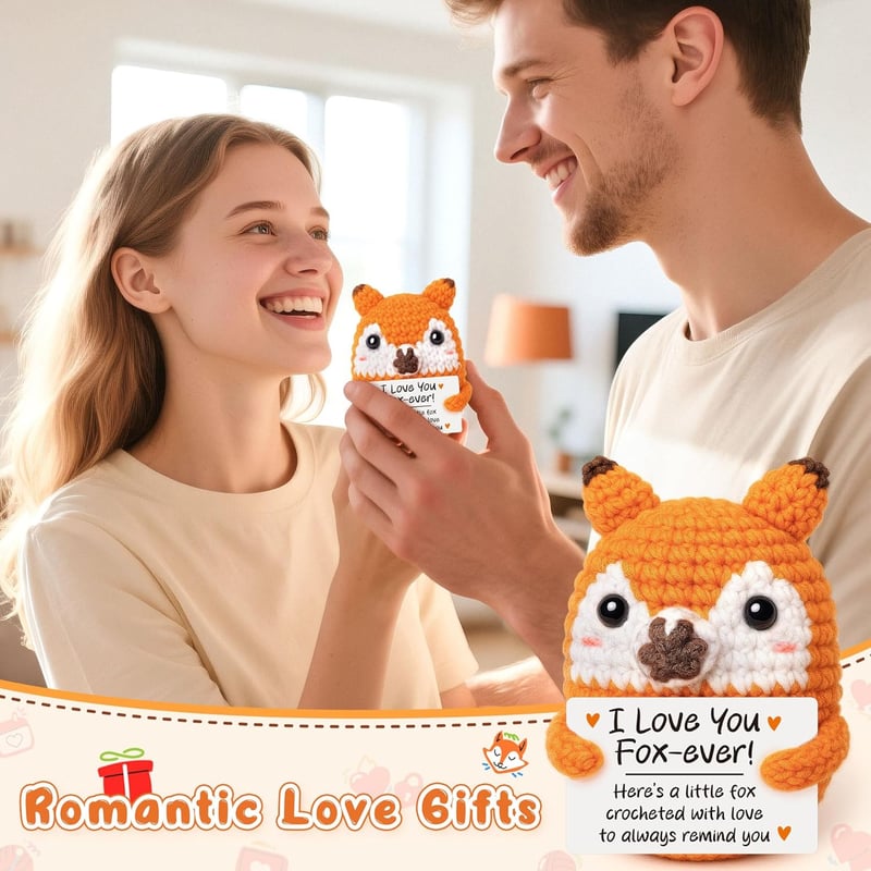 Handmade Crochet Fox Gift for Couples - Anniversary & Birthday