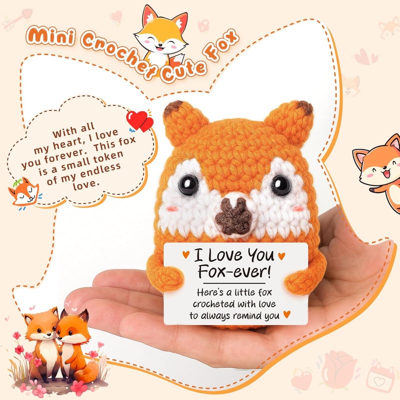Handmade Crochet Fox Gift for Couples - Anniversary & Birthday