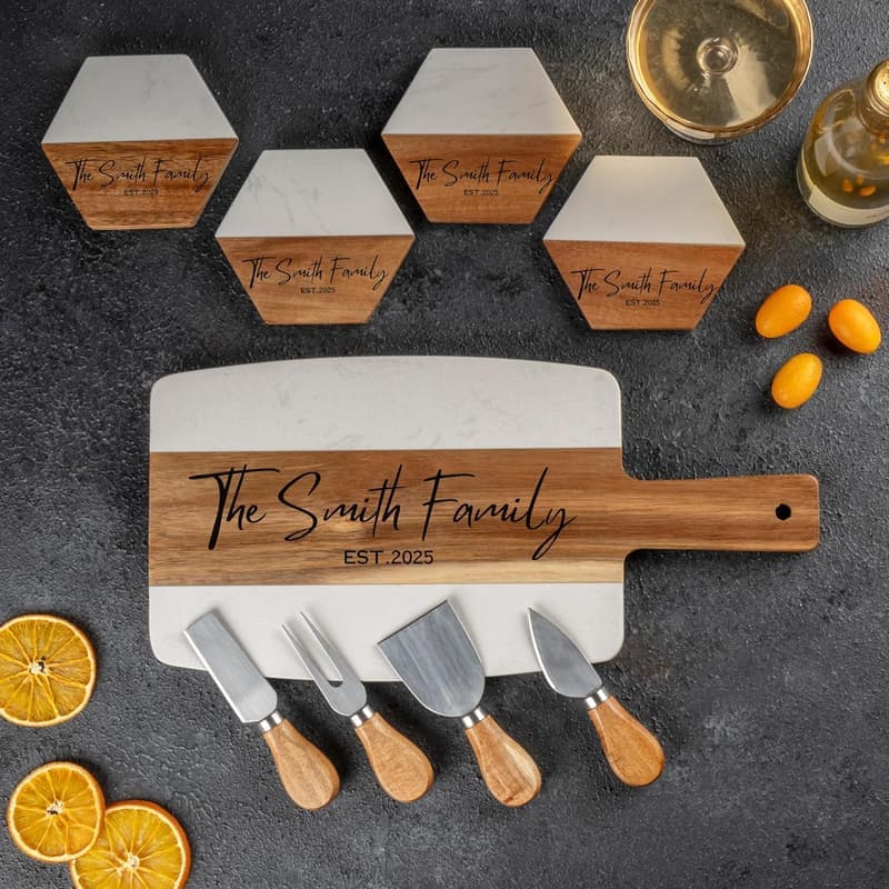 Engraved Charcuterie Board Set - Ideal Wedding & Housewarming Gift