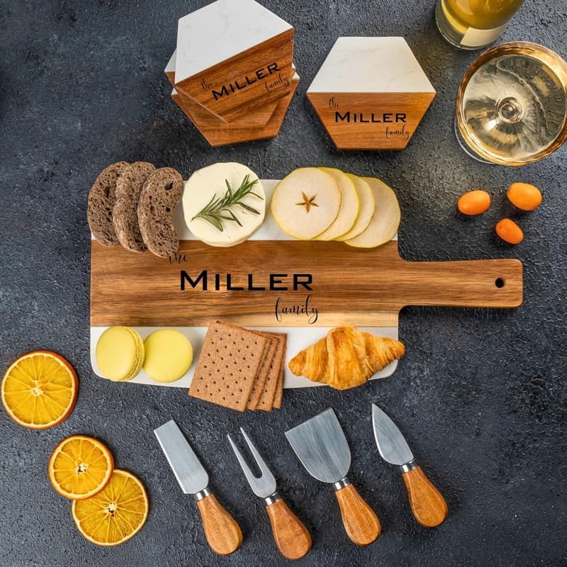 Engraved Charcuterie Board Set - Ideal Wedding & Housewarming Gift