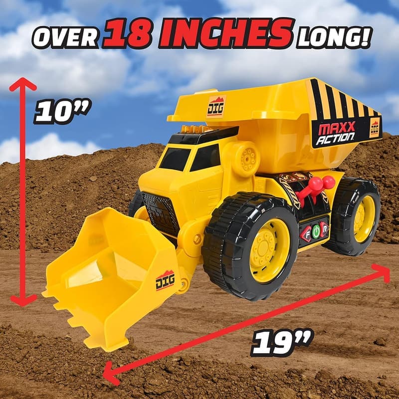 Motorized Excavator and Dump Truck Toy with Joystick Control for Toddlers