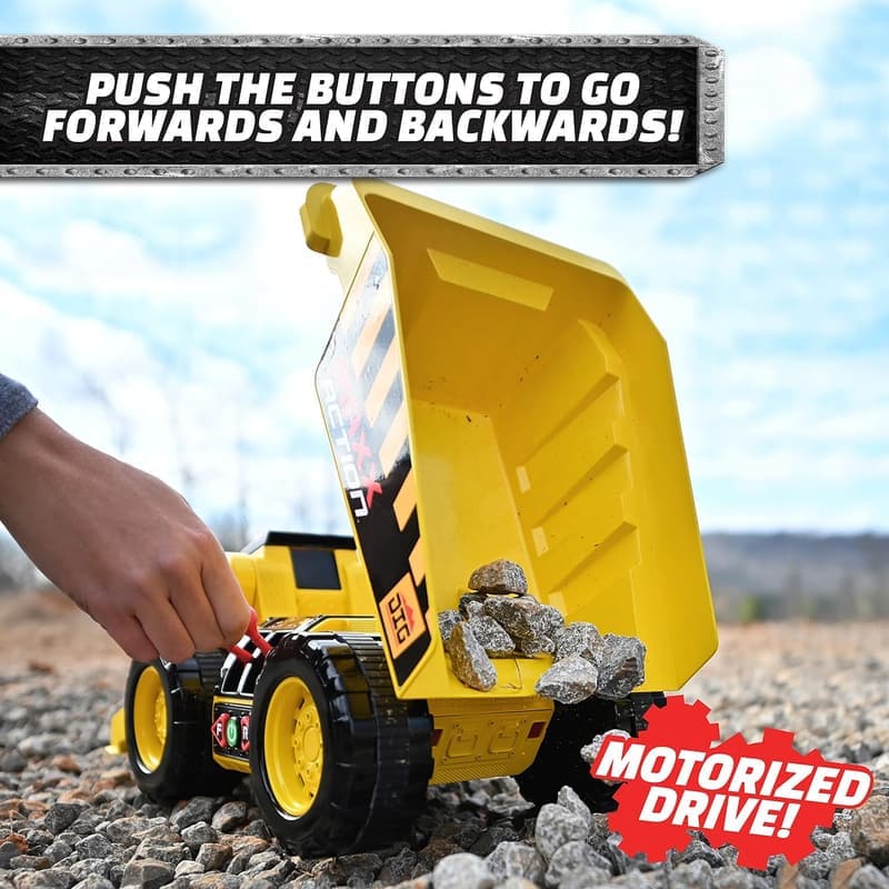 Motorized Excavator and Dump Truck Toy with Joystick Control for Toddlers