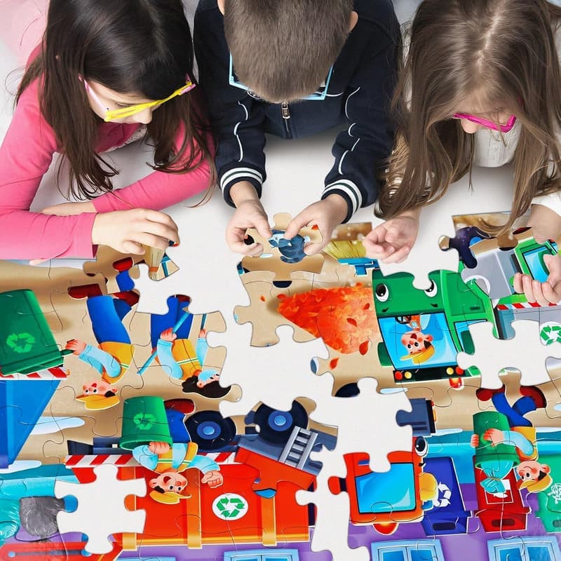 Recycling Truck Jumbo Floor Puzzle for Kids, 48 Pieces