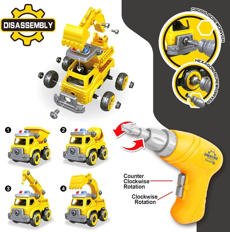 DIY Take Apart Engineering Truck Toy for Kids, Ages 3-8