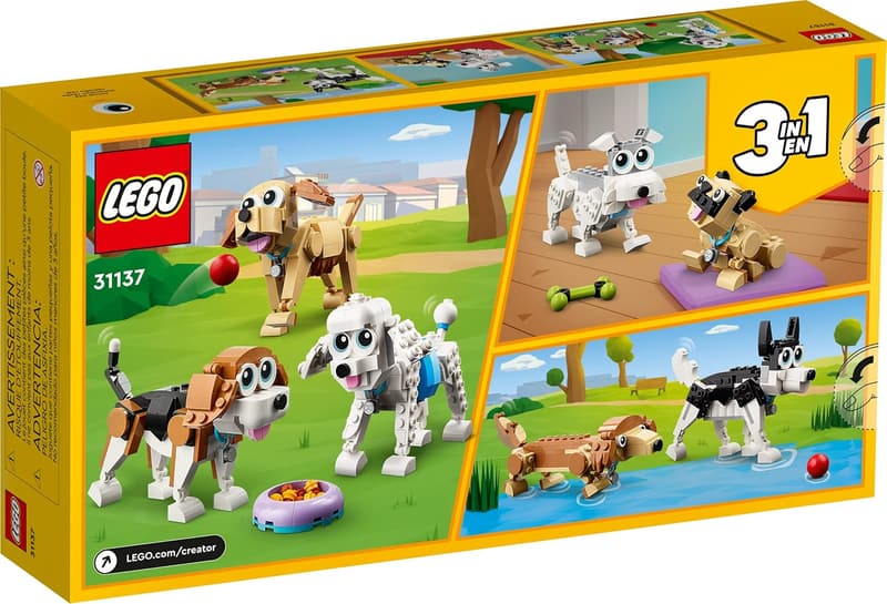 3-in-1 Adorable Dogs LEGO Building Set for Kids 7+