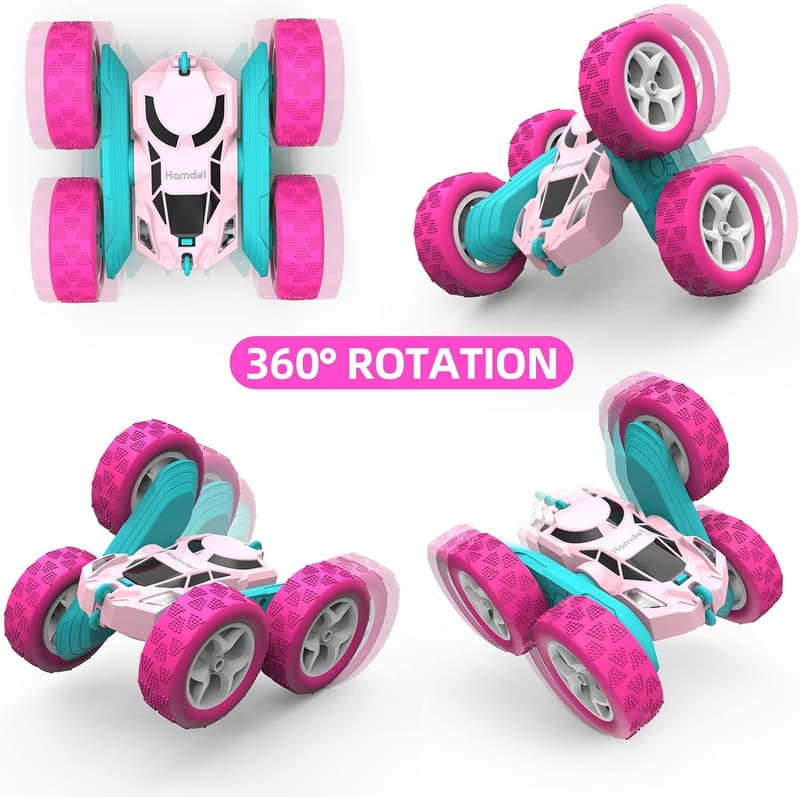Pink RC Stunt Car with Headlights for Girls' Birthday