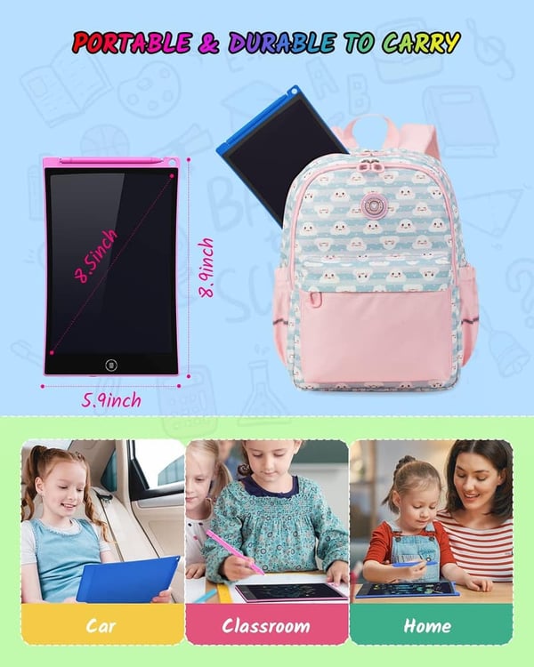Kids' 8.5 Inch LCD Writing Tablet Bundle - Colorful Doodle Boards
