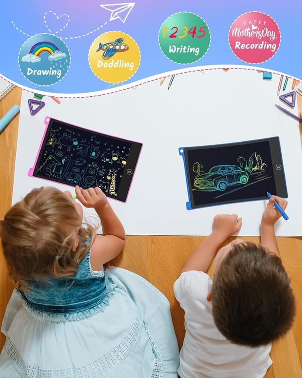 Kids' 8.5 Inch LCD Writing Tablet Bundle - Colorful Doodle Boards