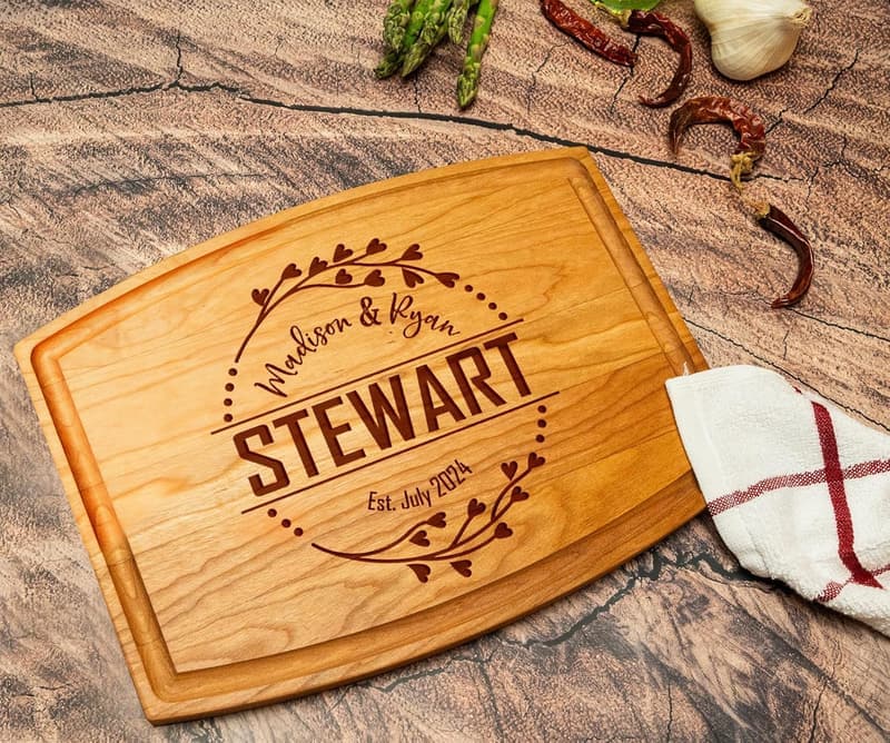 Personalized Wood Cutting Board Gift for Weddings & Anniversaries