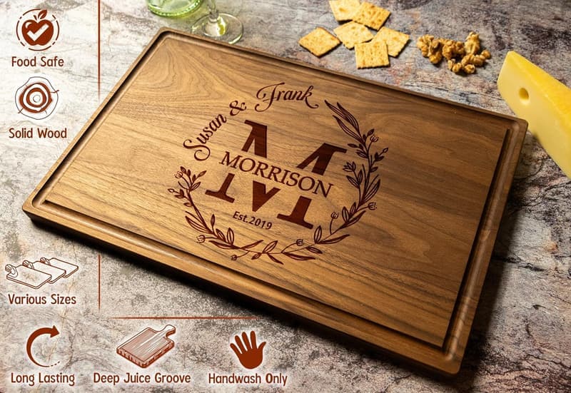 Personalized Wood Cutting Board Gift for Weddings & Anniversaries
