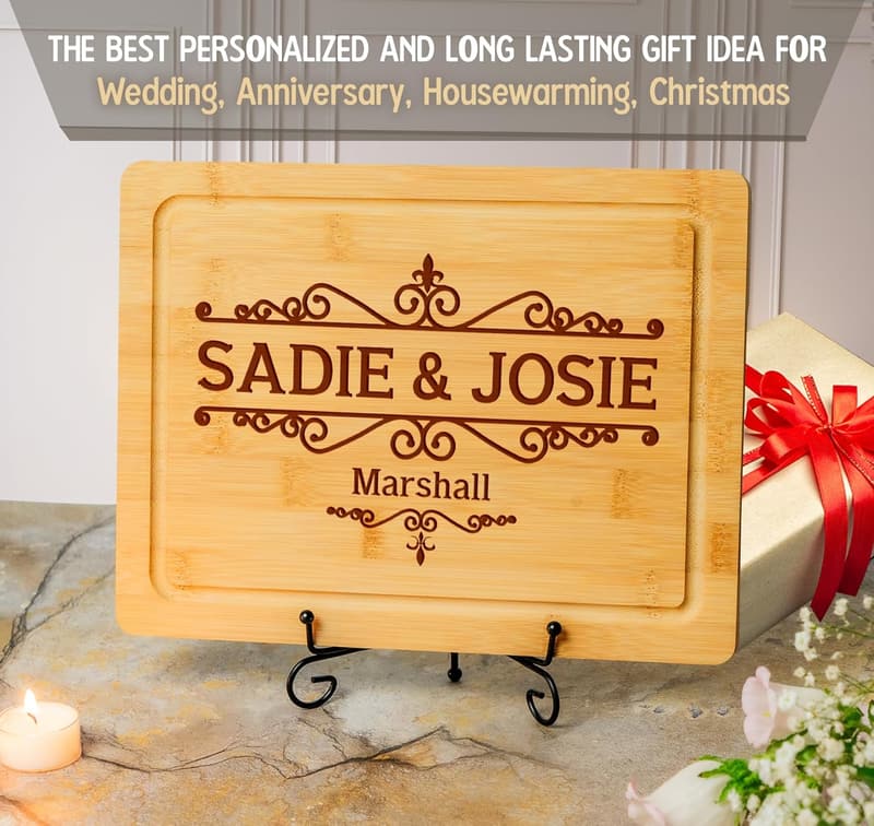 Personalized Wood Cutting Board Gift for Weddings & Anniversaries
