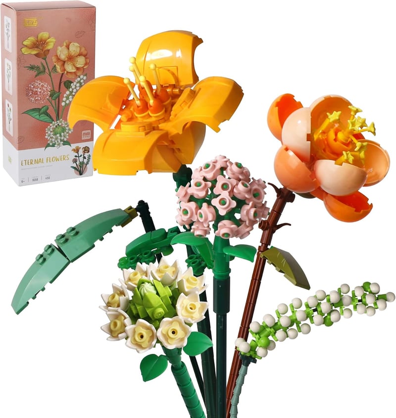 DIY Mini Bricks Flower Bouquet Set for Kids 8-12, 456 Pieces