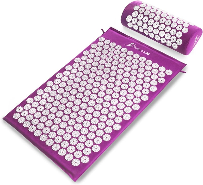 Acupressure Mat and Pillow Set for Back Pain Relief - Black/Pink