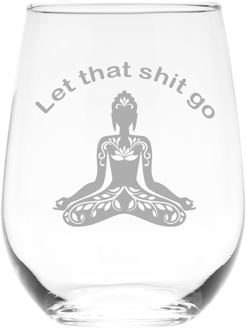 Buddha Engraved Stemless Wine Glass - 17 oz - Yoga Gift for All