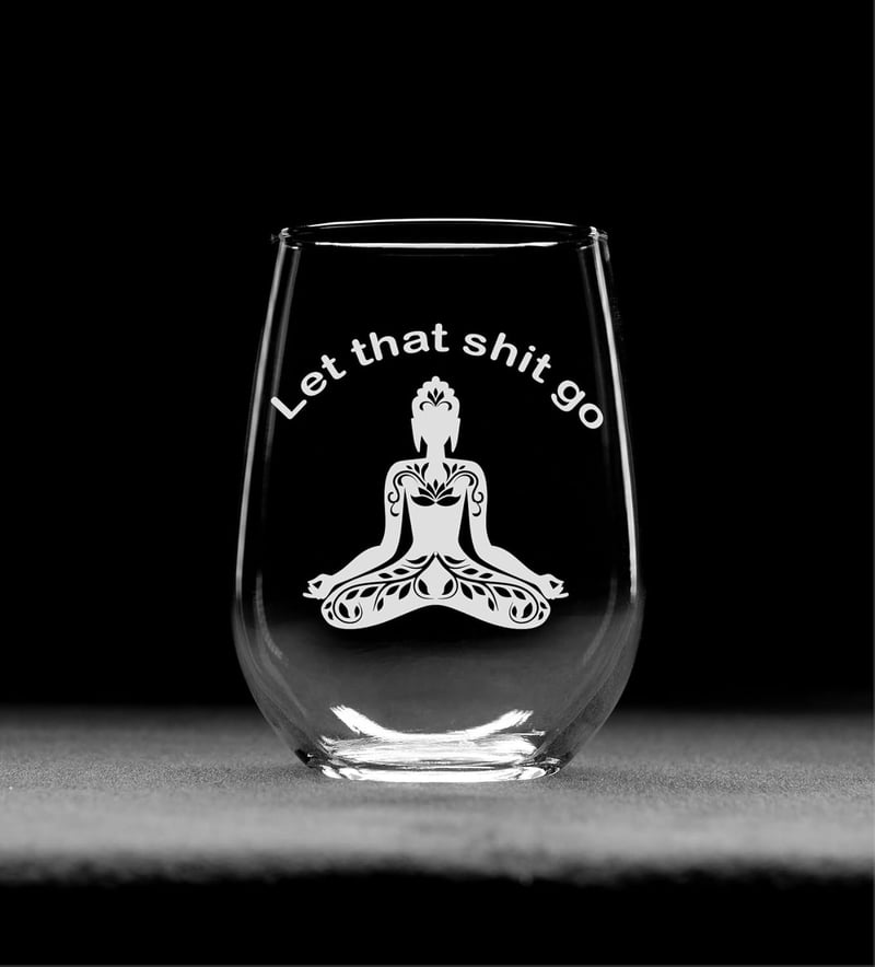 Buddha Engraved Stemless Wine Glass - 17 oz - Yoga Gift for All