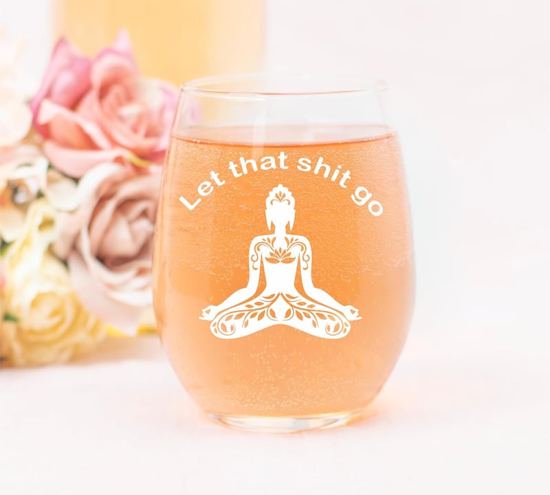 Buddha Engraved Stemless Wine Glass - 17 oz - Yoga Gift for All