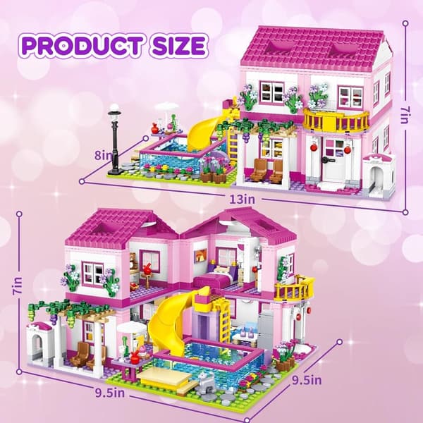 Girls Summer Villa Building Set - 1018 PCS Educational Toy