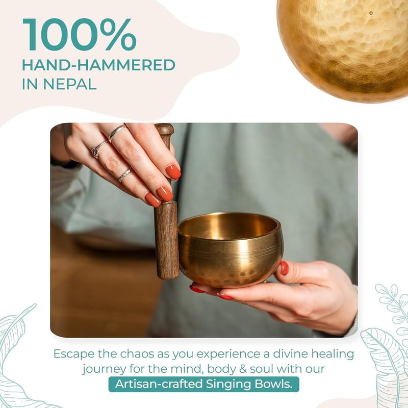 Handcrafted Tibetan Singing Bowl Set for Meditation & Stress Relief
