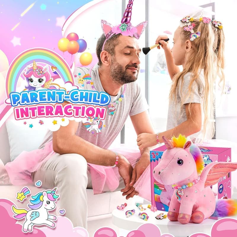 Unicorn Gift Set for Girls 3-8 | Plush Toy, Jewelry Kit & DIY Book