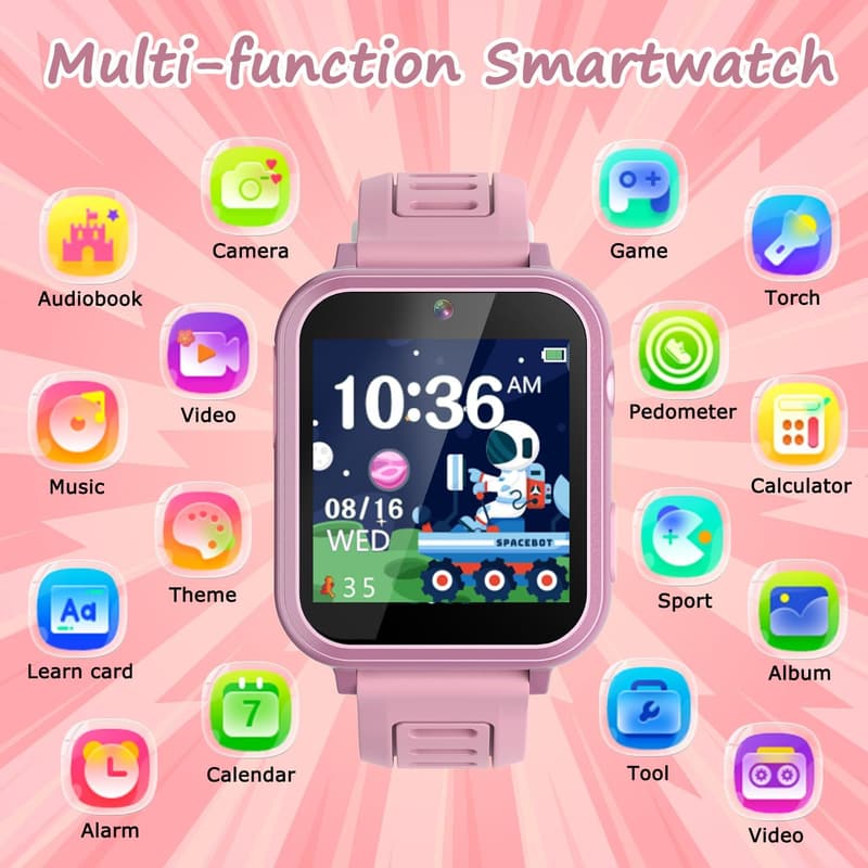Kids' Smart Watch with 36 Games, HD Touchscreen & Camera