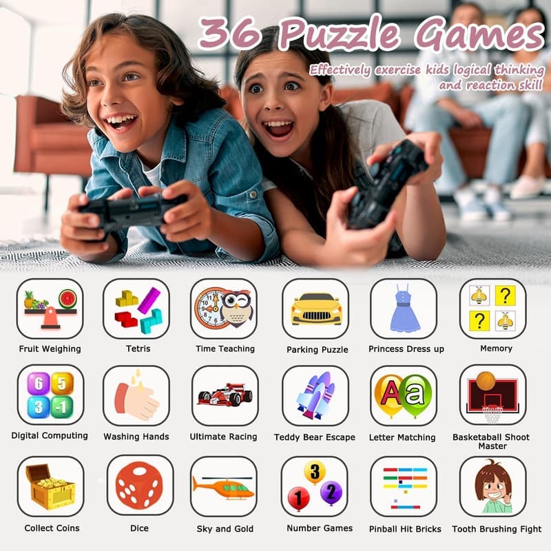 Kids' Smart Watch with 36 Games, HD Touchscreen & Camera