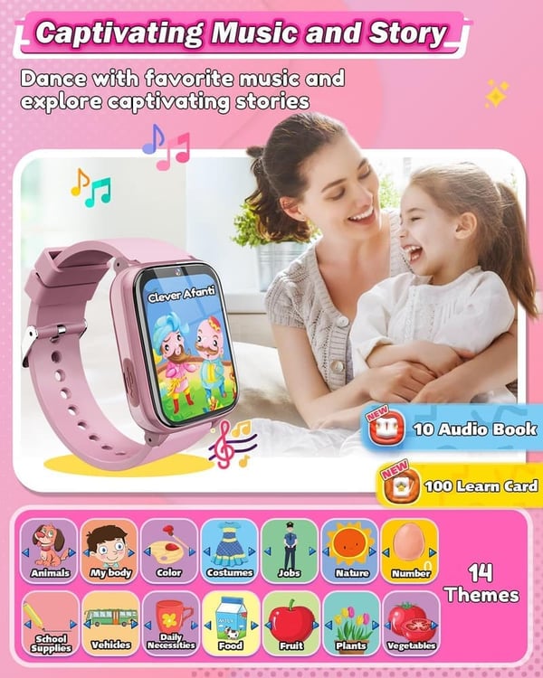 Smartwatch for Girls, Ages 6-10, with Touchscreen & Dual Cameras