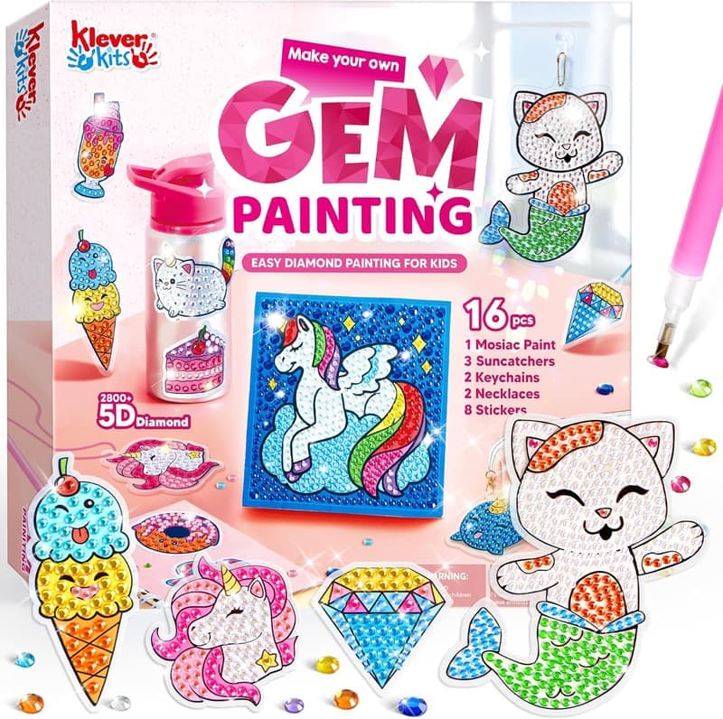 Kids' Gem Painting Kit - 16 Projects for Ages 6-12