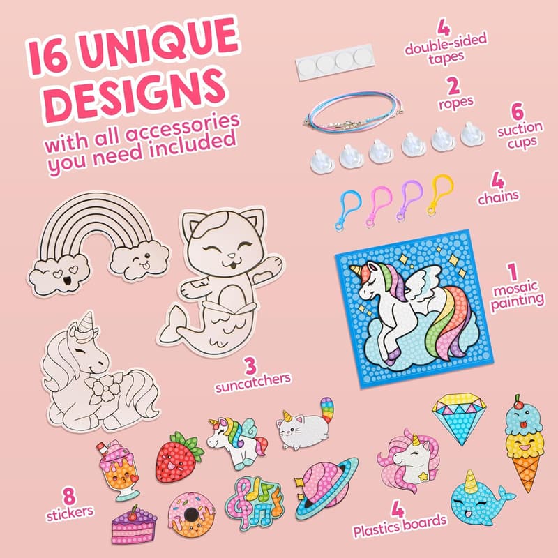 Kids' Gem Painting Kit - 16 Projects for Ages 6-12
