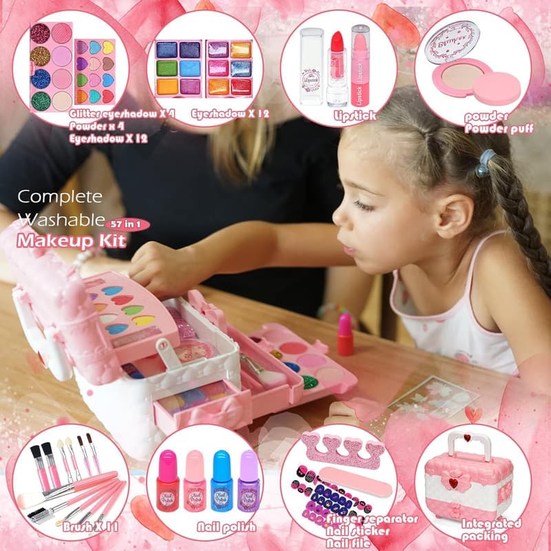 Kids Makeup Kit - Washable, Non-Toxic Toy for Ages 4-12