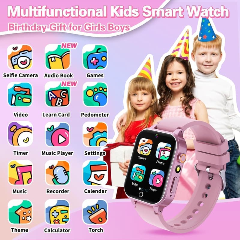 Girls' Birthday Gift: HD Touchscreen Smart Watch with 26 Games