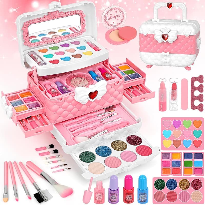 Kids Washable Makeup Kit for Girls - Princess Birthday Gift